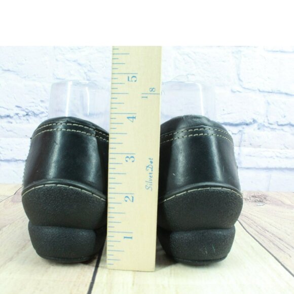 LL Bean Black Leather Slip On Split Toe Casual Wedge Loafer Shoes Size 6.5 M - Picture 6 of 9
